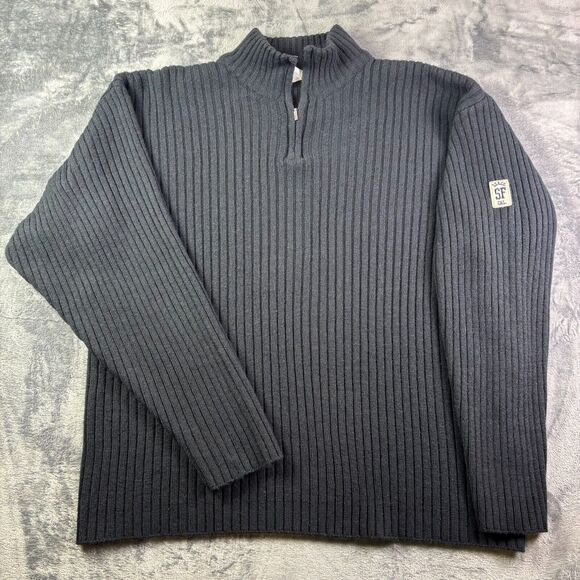Levi’s SF CAL Wool Blend Quarter Zip Sweater Men’s XL Black Ribbed Knit Pullover - Picture 1 of 9